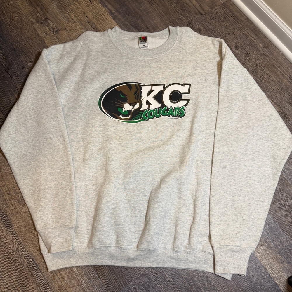 Vintage 2000s KC Cougars Minor League Baseball Sweatshirt Grey XXL Fruit of Loom